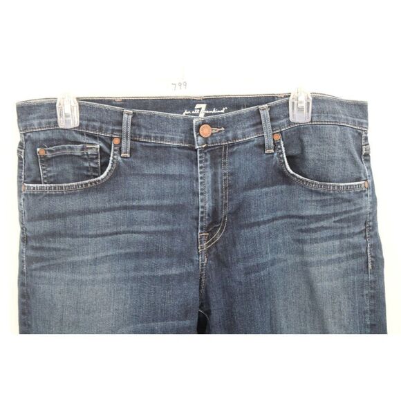 Seven 7 For All Mankind Jeans Mens W 38 Inseam 27" Blue The Straight Stretch - Picture 2 of 10
